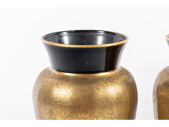 Pair Of 1930's Paden City Gold Encrusted 