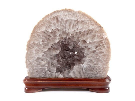 Smokey Quartz Geode Slice Display