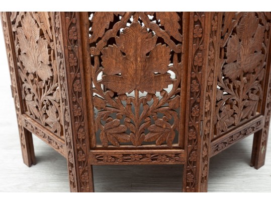 Anglo-Indian Heavily Carved Inlaid Wood Table