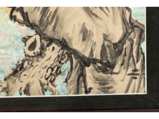 Early 20th Century Four Panel Chinese Crane Byobu Screen