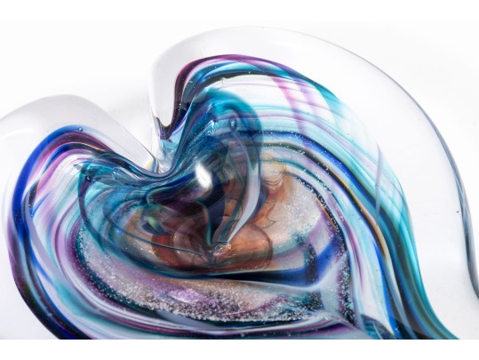 David Goldhagen Small Art Glass Heart Tray