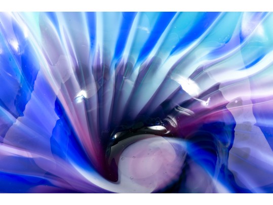 Large Blue/Purple Murano Glass Bowl, Signed