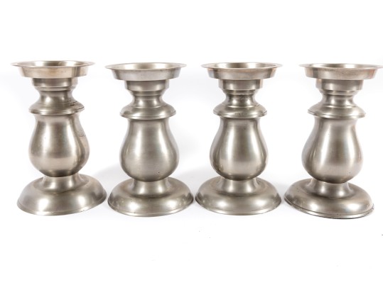 Four Restoration Hardware Metal Candlestick Holders