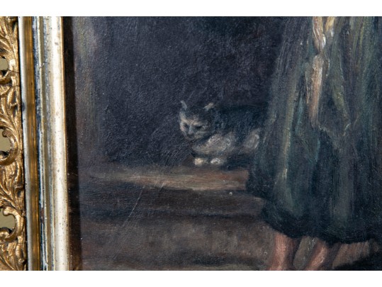 Small, Antique Oil On Board Old Masters Style Figural Painting