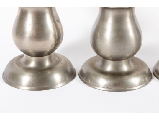 Four Restoration Hardware Metal Candlestick Holders