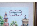Vintage Framed Embroidery Art Of Independence Hall, Philadelphia 