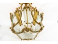 Large French  Brass Four Panel Chandelier 
