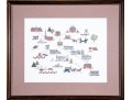 Early American Buildings Framed Cross Stitch Art