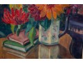 Vintage Signed Oil On Canvas Floral Still Life Painting