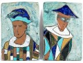 Harris G. Strong (American, 1920-2006) Ceramic Harlequin Wall Sculptures