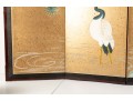 Early 20th Century Four Panel Chinese Crane Byobu Screen