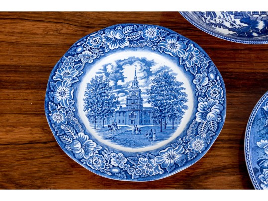 English Blue And White Transferware Ceramic Lot