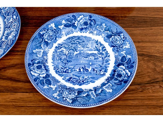 English Blue And White Transferware Ceramic Lot