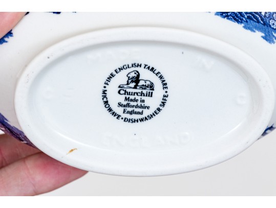 English Blue And White Transferware Ceramic Lot