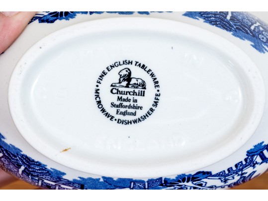 English Blue And White Transferware Ceramic Lot