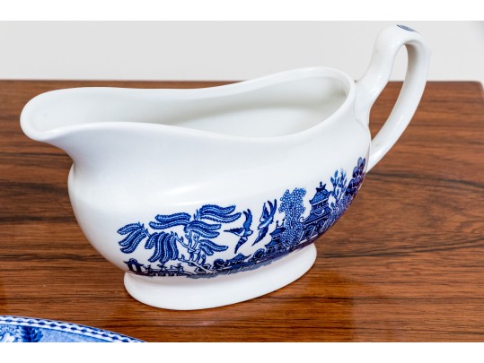 English Blue And White Transferware Ceramic Lot