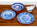 English Blue And White Transferware Ceramic Lot