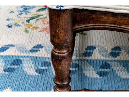 Vintage French Country Upholstered  Fruitwood Fauteuil