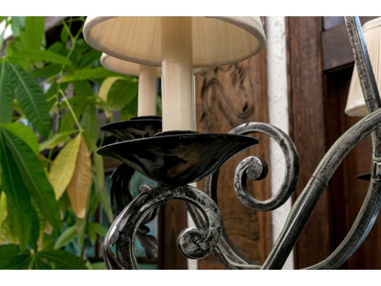 Magnificent Wrought Iron Six Light Chandelier