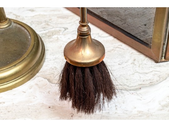 Vintage Brass Fire Screen & Tools