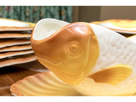 French 14 Piece HBC Ceramic Fish Service