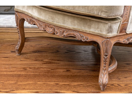 Custom Upholstered Louis XV Style Bergere With Ottoman