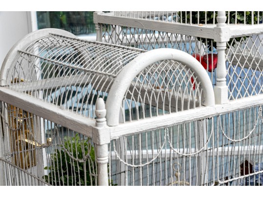 Massive Vintage Iron Birdcage On Stand