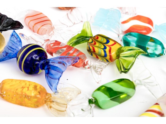 Wonderful Collection Of 15 Venetian Handblown Glass Faux Candy