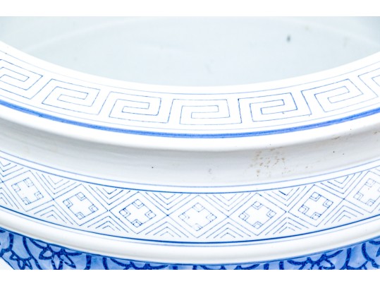 Substantial Chinese Blue And White Porcelain Jardiniere