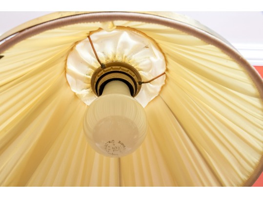 Two Sculptural Brass And Wood Floor Lamps 