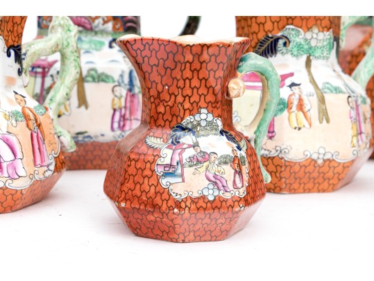 Set Of Seven English Mason's Ironstone Chinoiserie Ewers