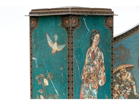 Antique Three Piece Victory V Tole Garniture