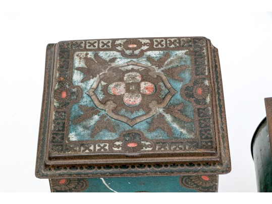 Antique Three Piece Victory V Tole Garniture