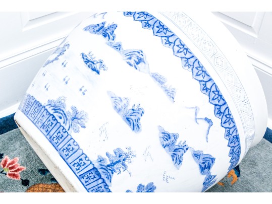 Substantial Chinese Blue And White Porcelain Jardiniere