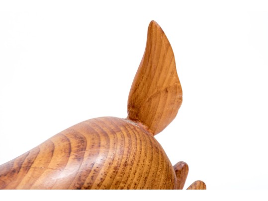 Art Perryman Signed Wood Carving Of A Stag Leaping With Base