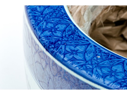 Stunning Japanese Underglaze Blue And Painted Porcelain Jardiniere