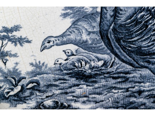 Massive English Transfer Ware Blue And White Serving Platter