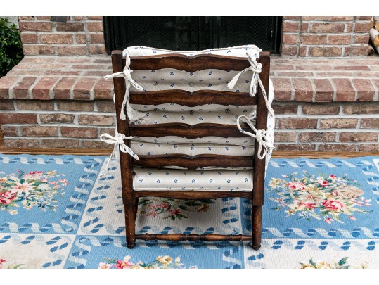 Vintage French Country Upholstered  Fruitwood Fauteuil