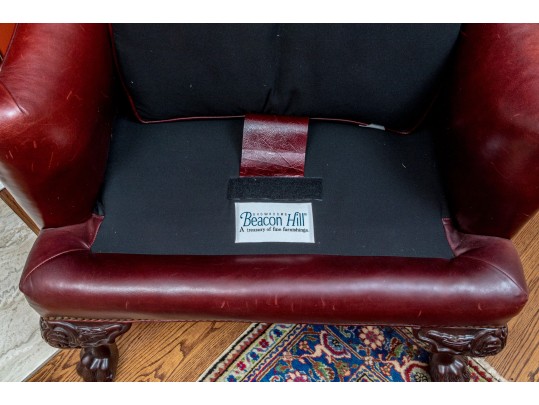 Handsome Beacon Hill Cordovan Leather Wing Chair