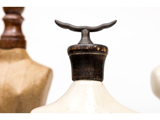 Collection Of Five Ceramic, Papier Mache Busts On Wood Stands