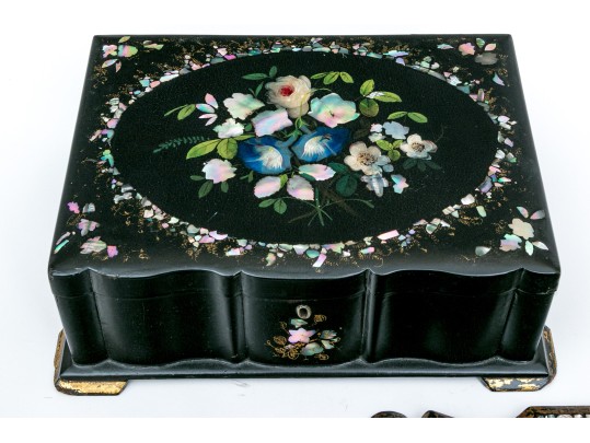 Antique Mother-of-Pearl Ink Stand And Jewelry Box