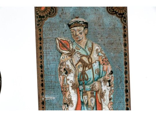 Antique Three Piece Victory V Tole Garniture