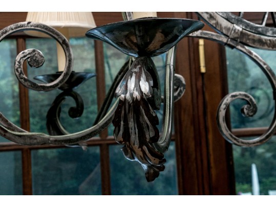 Magnificent Wrought Iron Six Light Chandelier