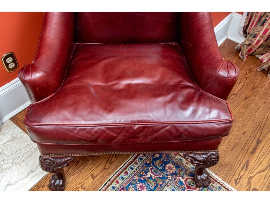 Handsome Beacon Hill Cordovan Leather Wing Chair