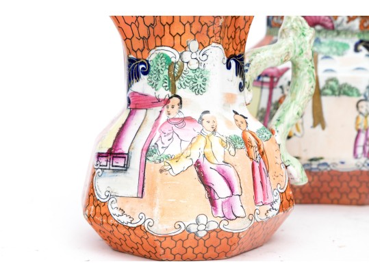 Set Of Seven English Mason's Ironstone Chinoiserie Ewers