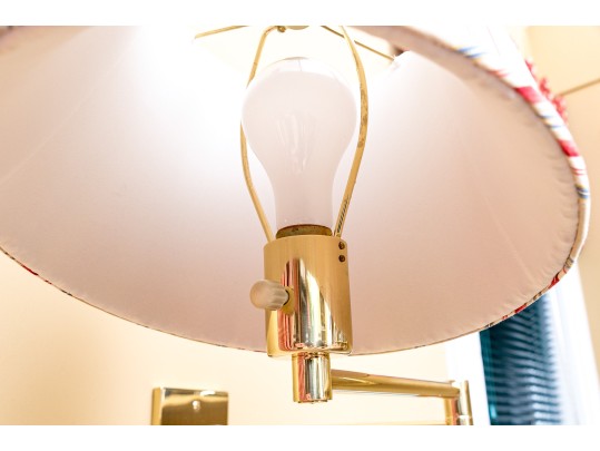 Pair Of Adjustable-Arm Brass Wall Sconces