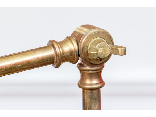 Two Sculptural Brass And Wood Floor Lamps 