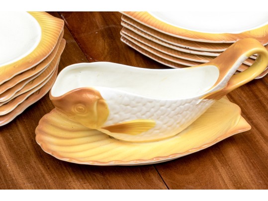 French 14 Piece HBC Ceramic Fish Service