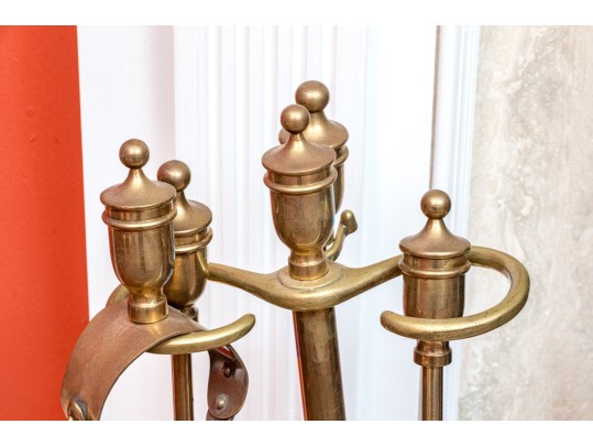 Vintage Brass Fire Screen & Tools