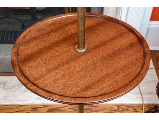 Two Sculptural Brass And Wood Floor Lamps 